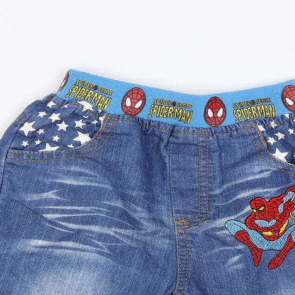 Preworn Boys Blue   Cropped Jeans Size 9 Months - Spiderman