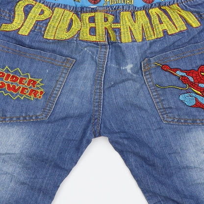 Preworn Boys Blue   Cropped Jeans Size 9 Months - Spiderman