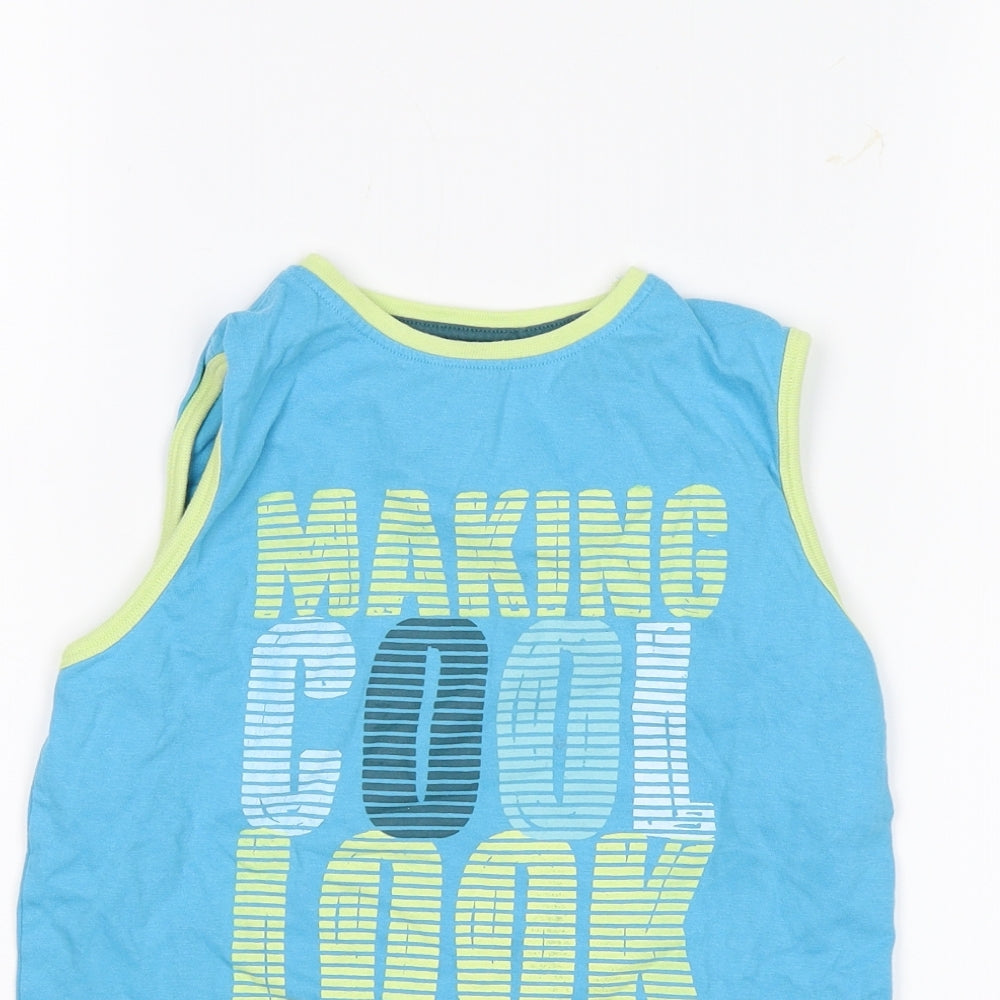 Close-up detail of Urban Rascals boys’ blue basic tank, size 5-6, years - making cool look easy