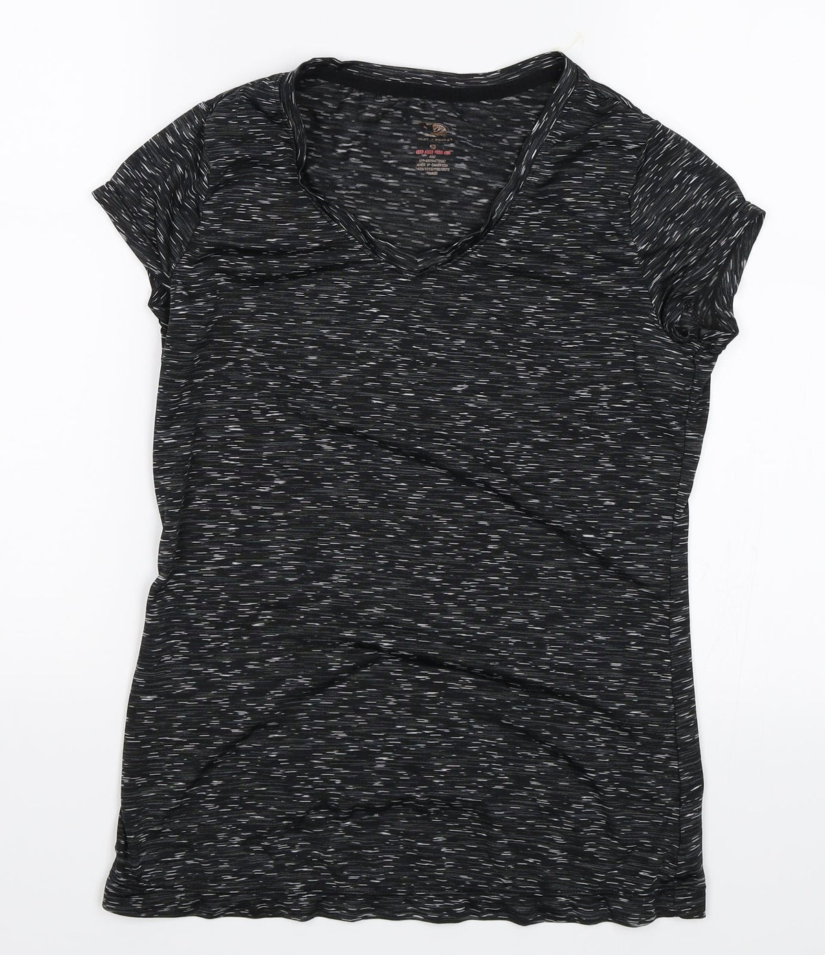 Additional front view of women’s black basic t-shirt, size UK 8