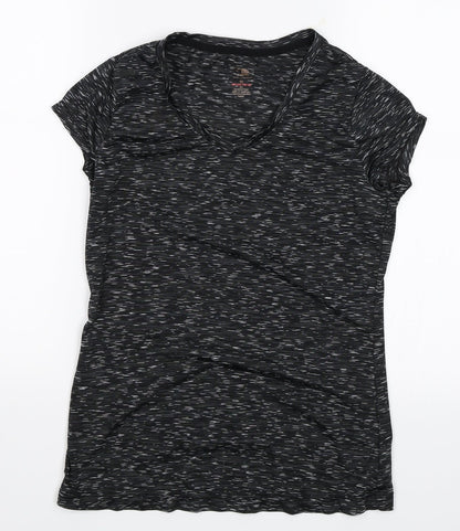 Additional front view of women’s black basic t-shirt, size UK 8