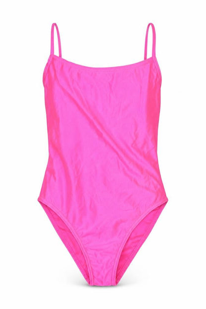 Front view of Dance Warehouse women’s pink leotard one-piece, size UK 2