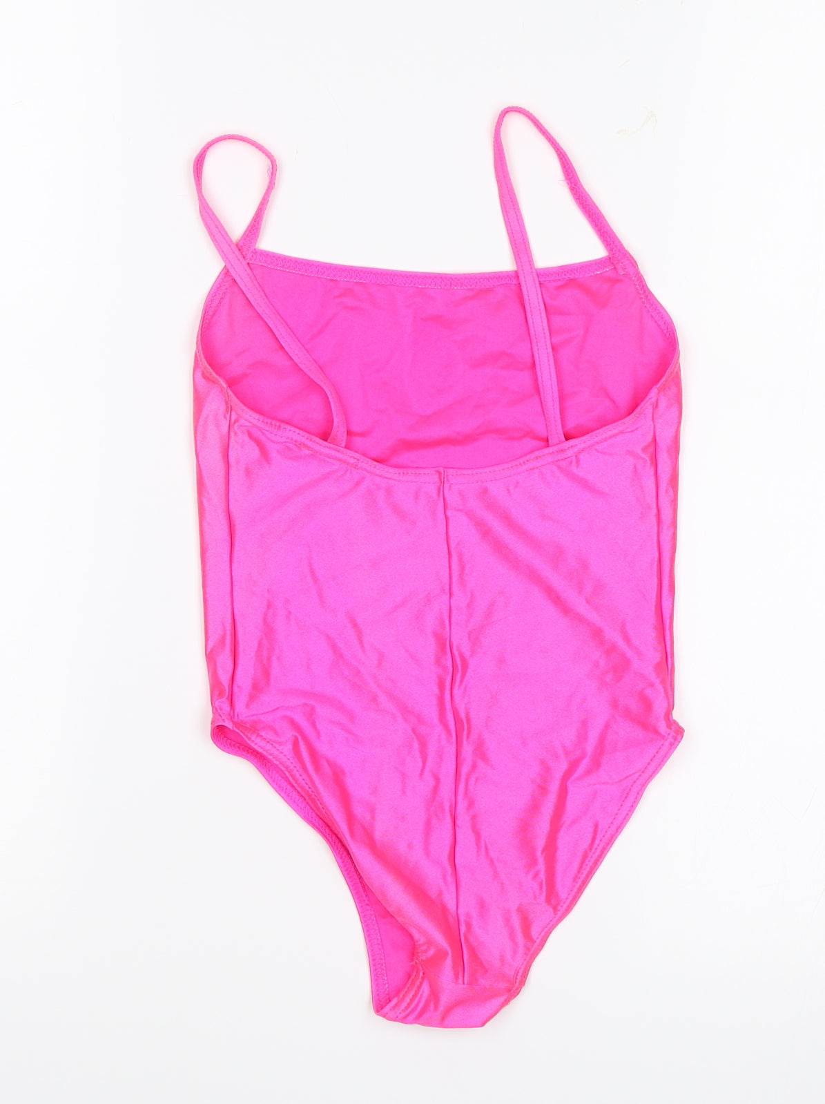 Back view of Dance Warehouse women’s pink leotard one-piece, size UK 2