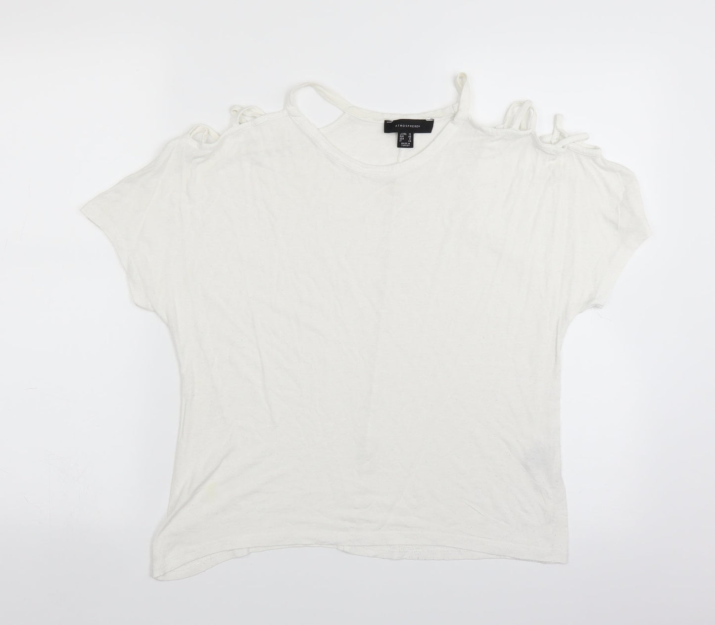 Atmosphere Womens White   Basic T-Shirt Size 12  - Shoulder cut out