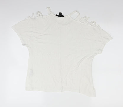 Atmosphere Womens White   Basic T-Shirt Size 12  - Shoulder cut out