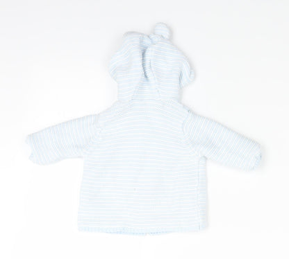 Marks and Spencer Baby Blue Striped  Full Zip Jumper Size 0-3 Months  - Ears