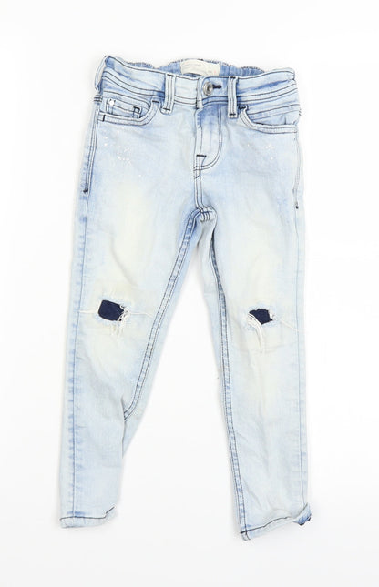 PREMIUM DENIM Girls Blue  Denim Skinny Jeans Size 4 Years - distressed