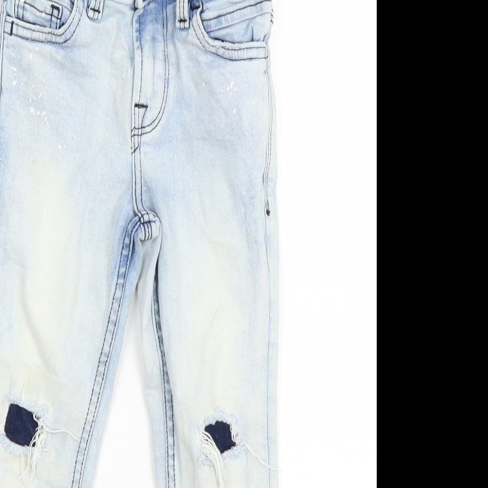 PREMIUM DENIM Girls Blue  Denim Skinny Jeans Size 4 Years - distressed