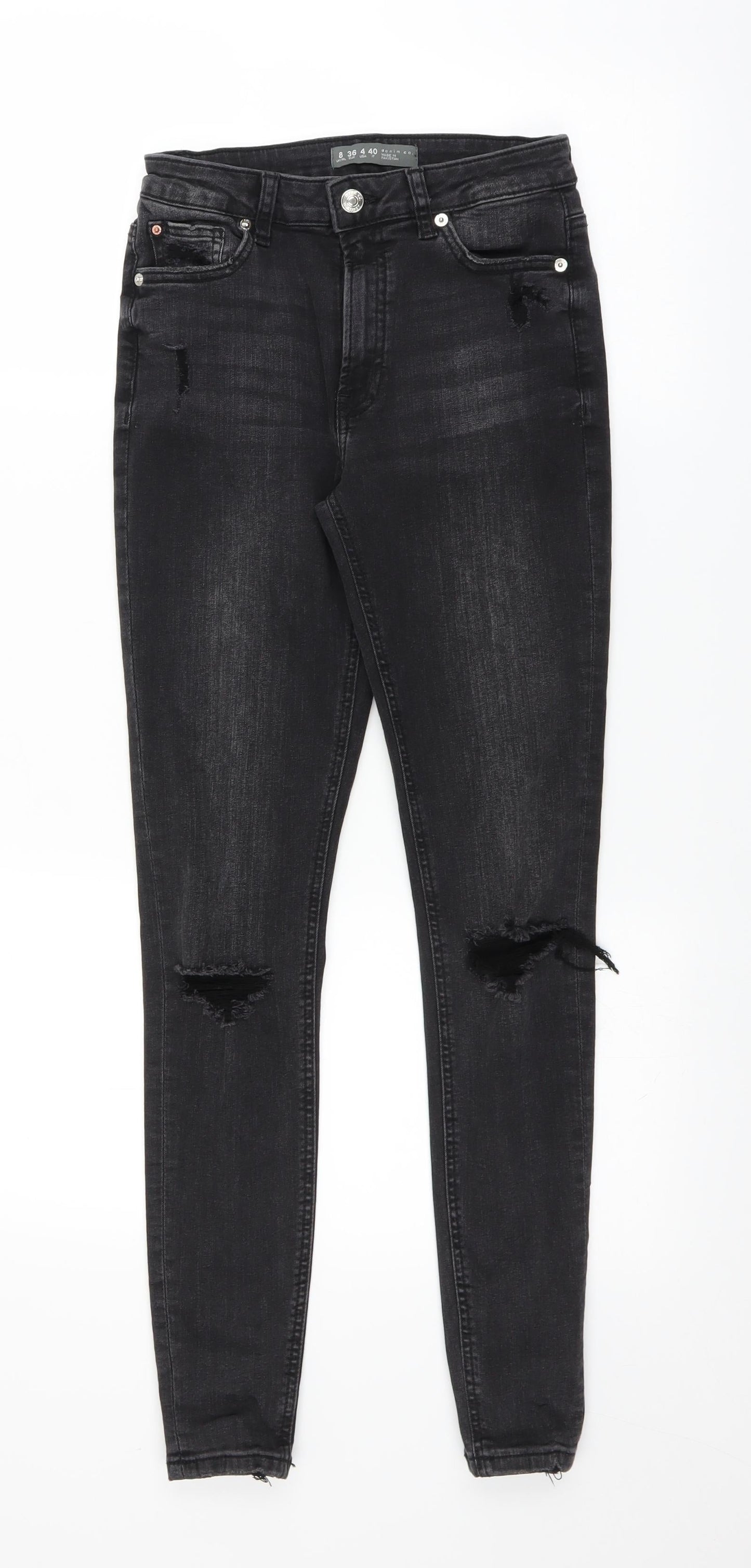 Primark Womens Black  Denim Skinny Jeans Size 8 L27 in