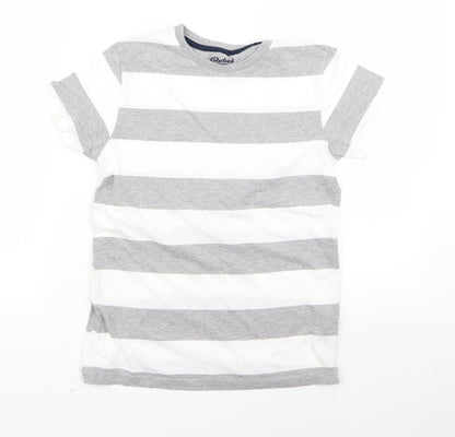 Additional front view of Rebel boys’ white striped basic t-shirt, size 10-11, years
