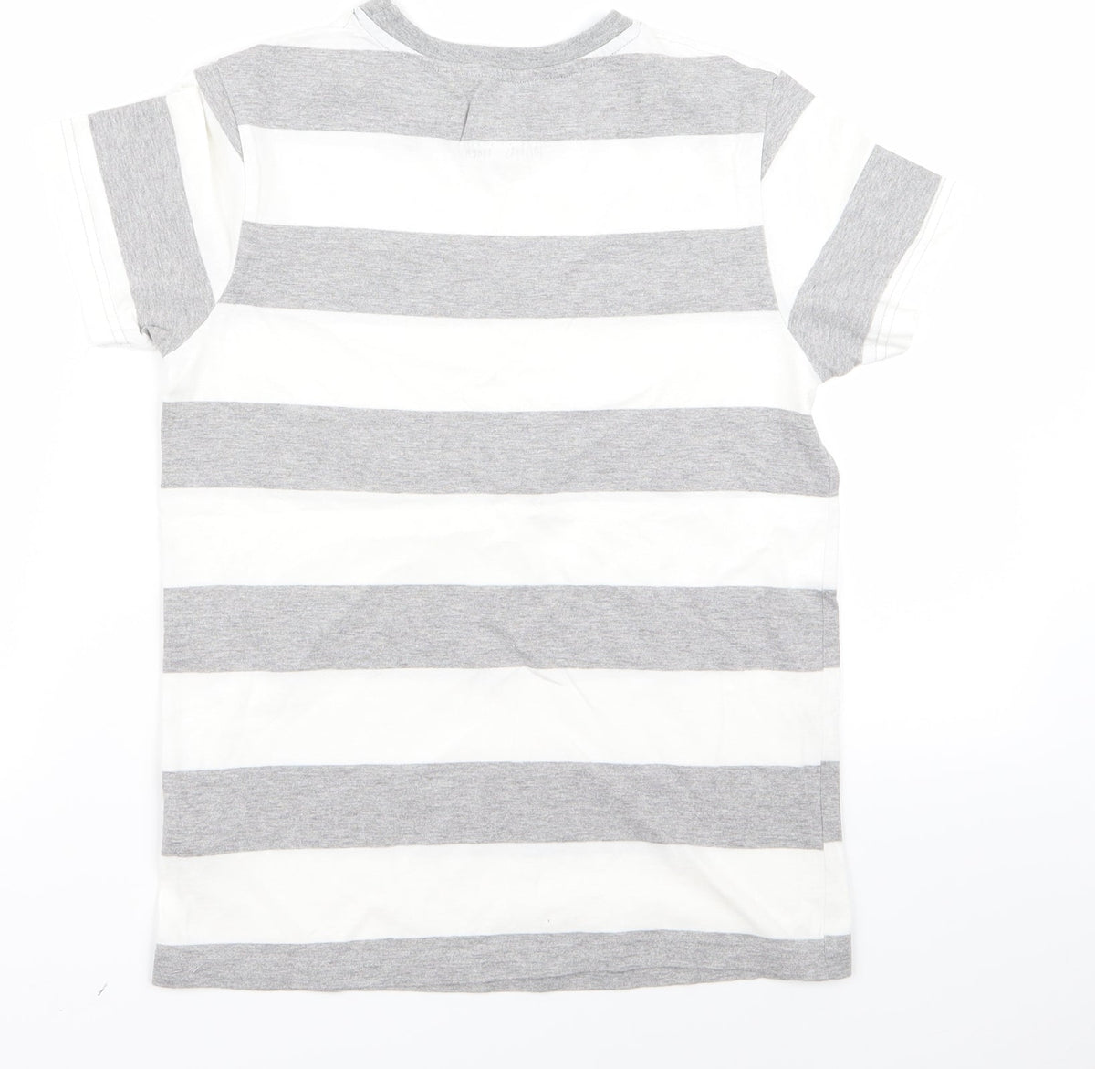 Back view of Rebel boys’ white striped basic t-shirt, size 10-11, years