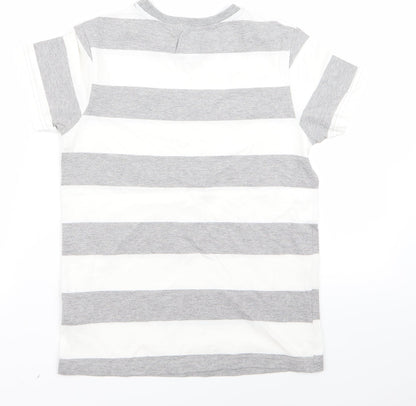 Back view of Rebel boys’ white striped basic t-shirt, size 10-11, years