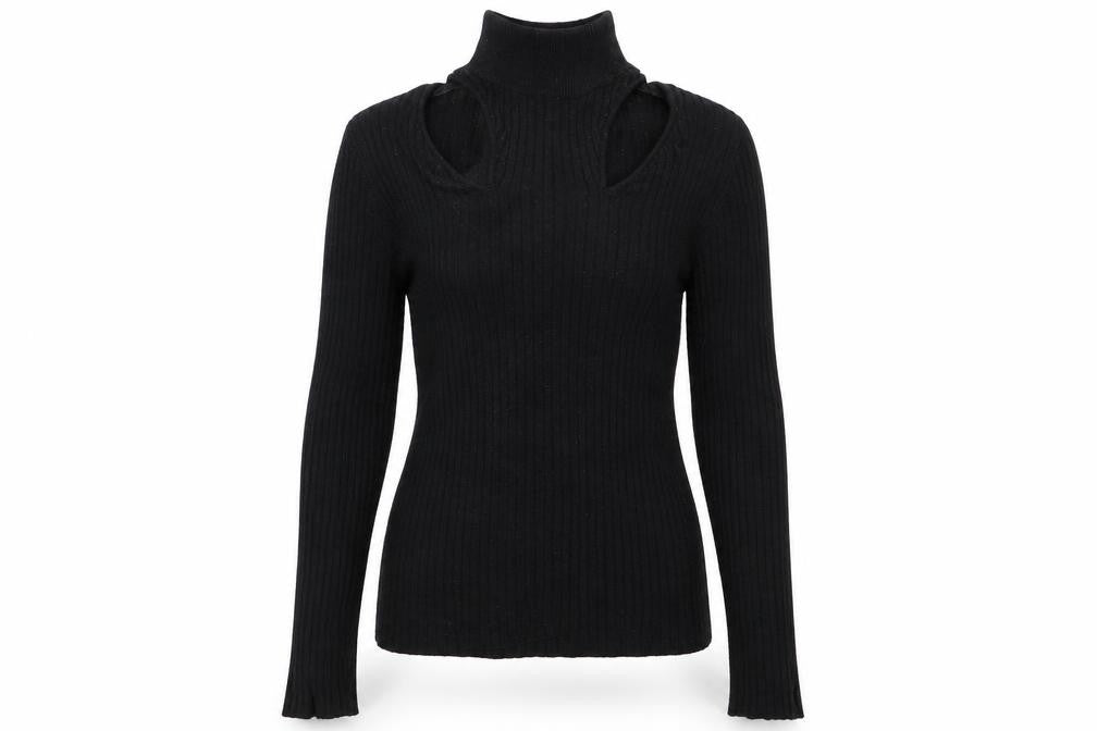 Front view of Ricer island women’s black jumper, size UK 10