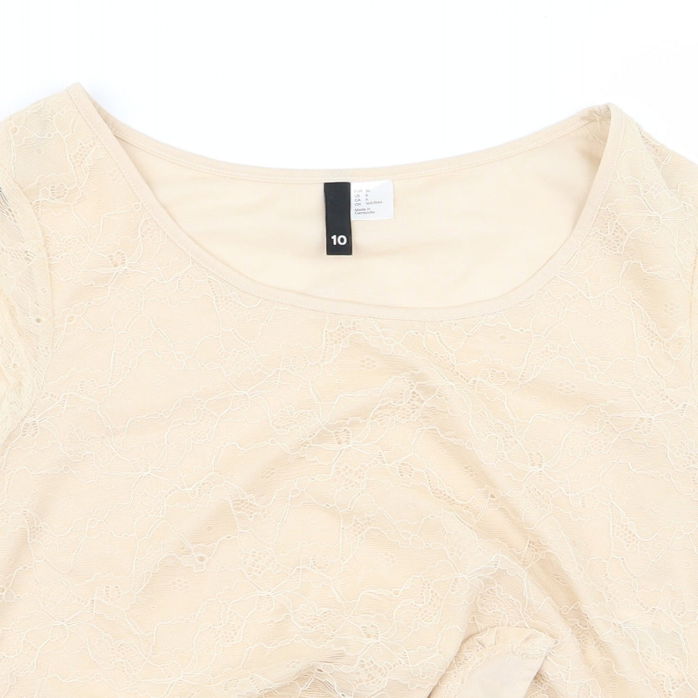 Womens UK Size 10 Preworn Beige Basic Blouse