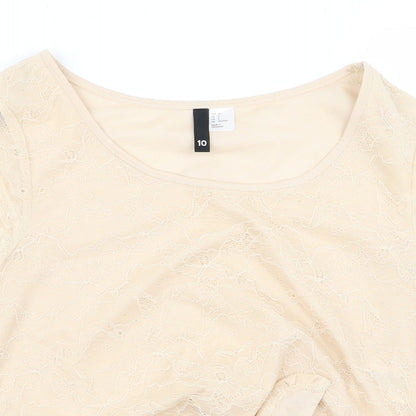 Womens UK Size 10 Preworn Beige Basic Blouse