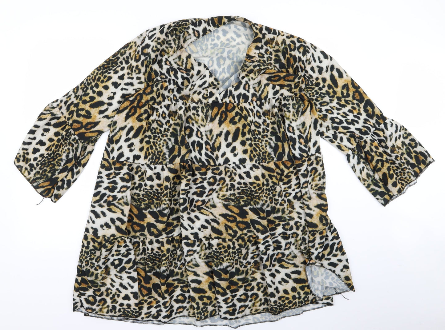 Preworn Womens Black Animal Print  Shirt Dress  Size L