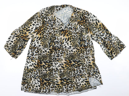 Preworn Womens Black Animal Print  Shirt Dress  Size L