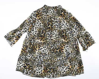 Preworn Womens Black Animal Print  Shirt Dress  Size L