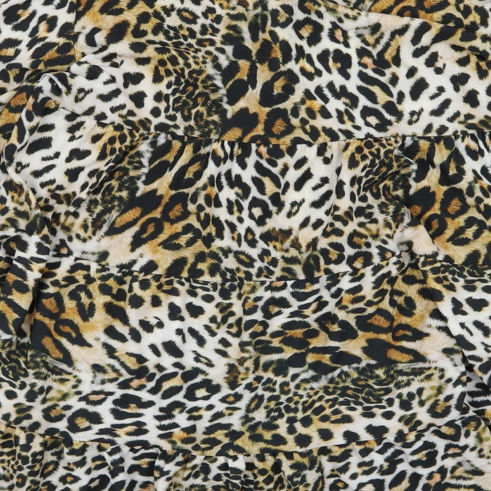 Preworn Womens Black Animal Print  Shirt Dress  Size L