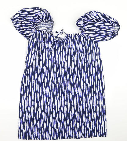 geogre Womens Purple Animal Print  Basic Blouse Size L