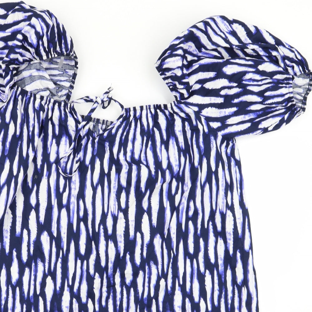 geogre Womens Purple Animal Print  Basic Blouse Size L