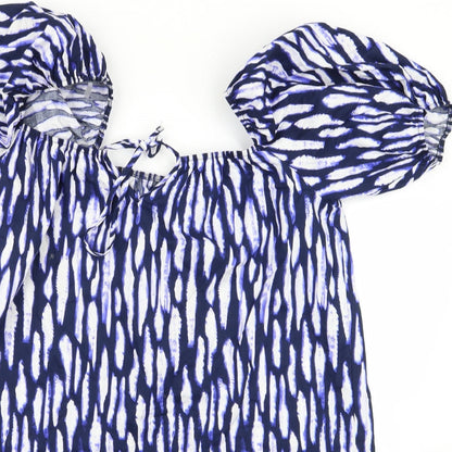 geogre Womens Purple Animal Print  Basic Blouse Size L