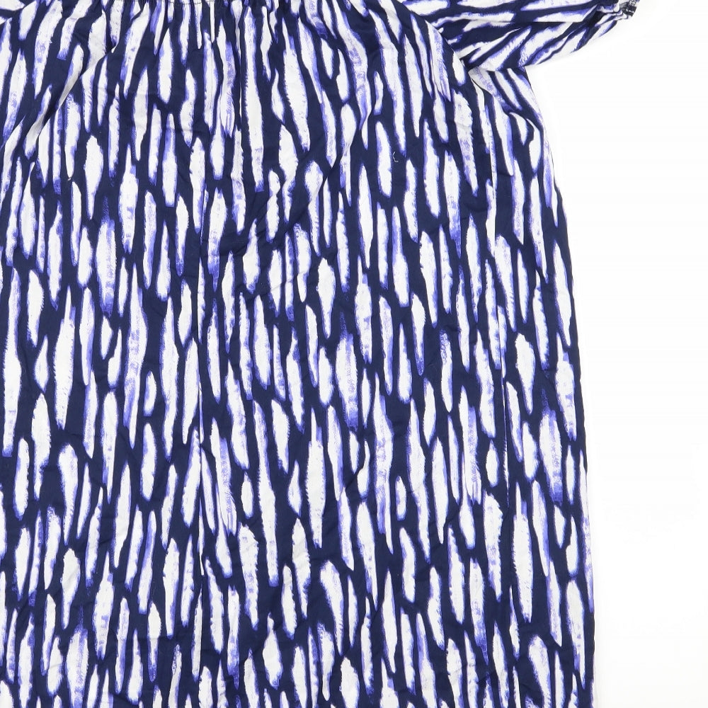 geogre Womens Purple Animal Print  Basic Blouse Size L