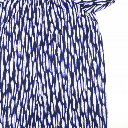 geogre Womens Purple Animal Print  Basic Blouse Size L