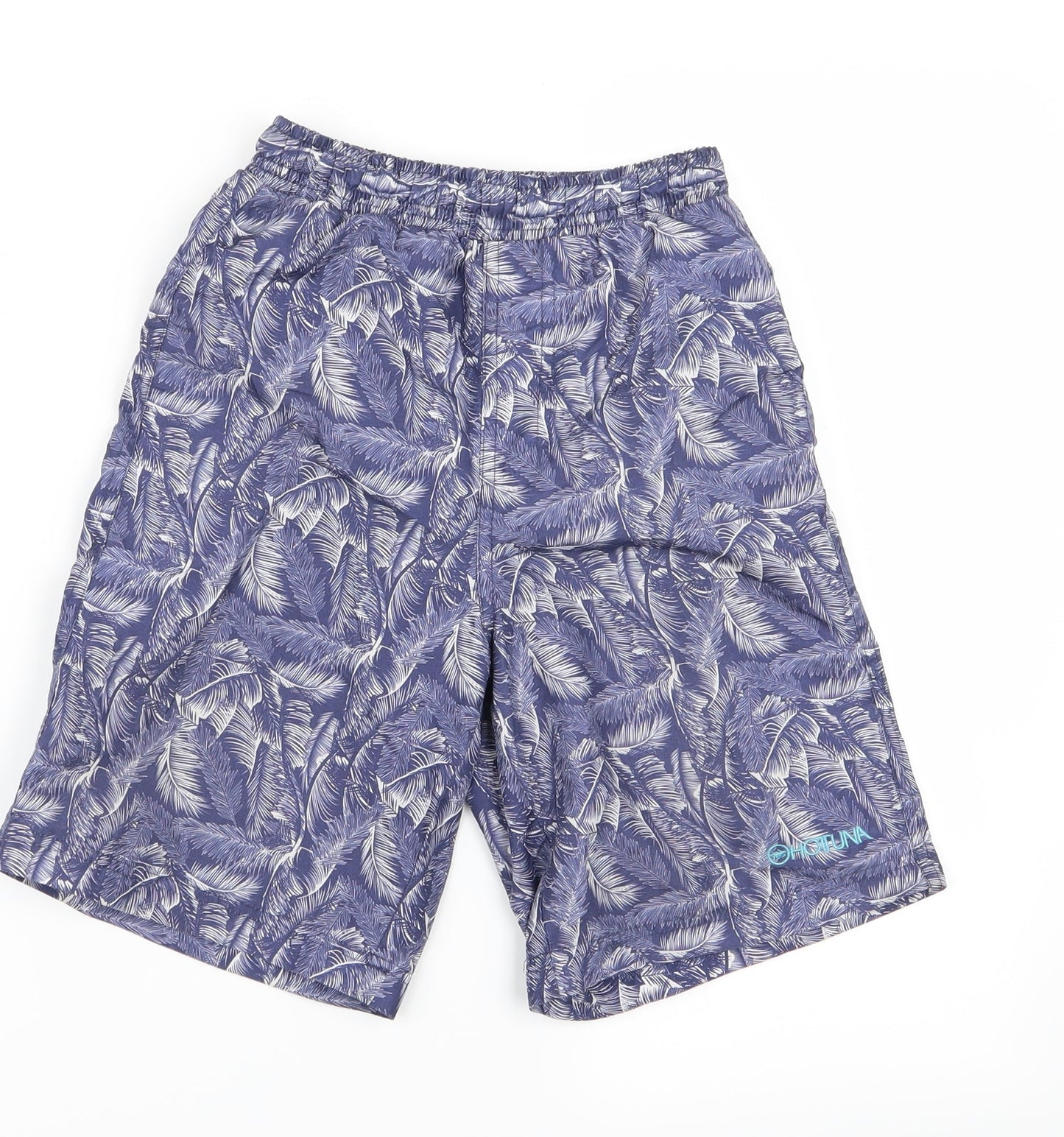 preoworn Boys Blue Floral Ramie Bermuda Shorts Size 7 Years