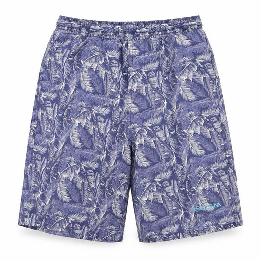 Front view of preoworn boys’ blue floral ramie bermuda shorts, size 7, years