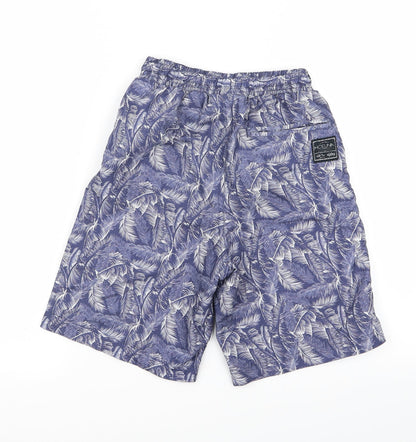 preoworn Boys Blue Floral Ramie Bermuda Shorts Size 7 Years