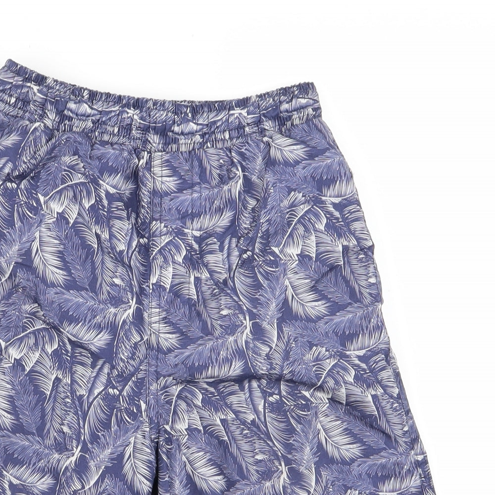preoworn Boys Blue Floral Ramie Bermuda Shorts Size 7 Years