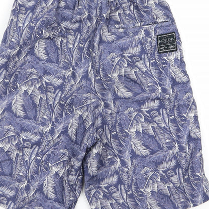 preoworn Boys Blue Floral Ramie Bermuda Shorts Size 7 Years