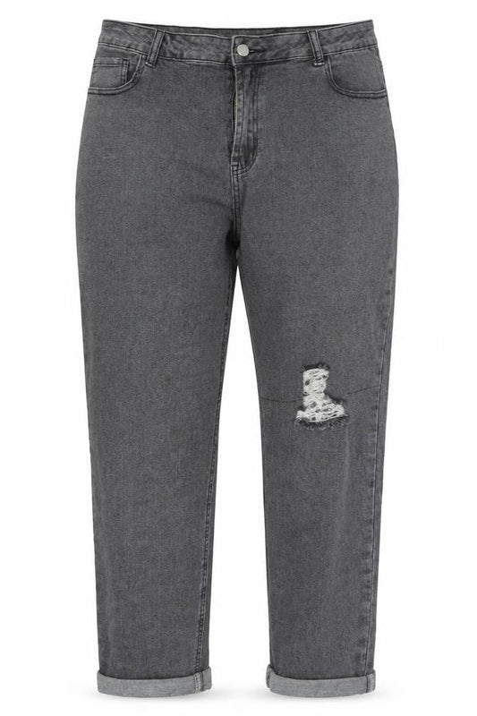 Front view of SHEIN women’s grey bootcut jeans, size XL, 20-inch leg