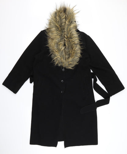Preworn Womens Black   Overcoat Coat Size 10