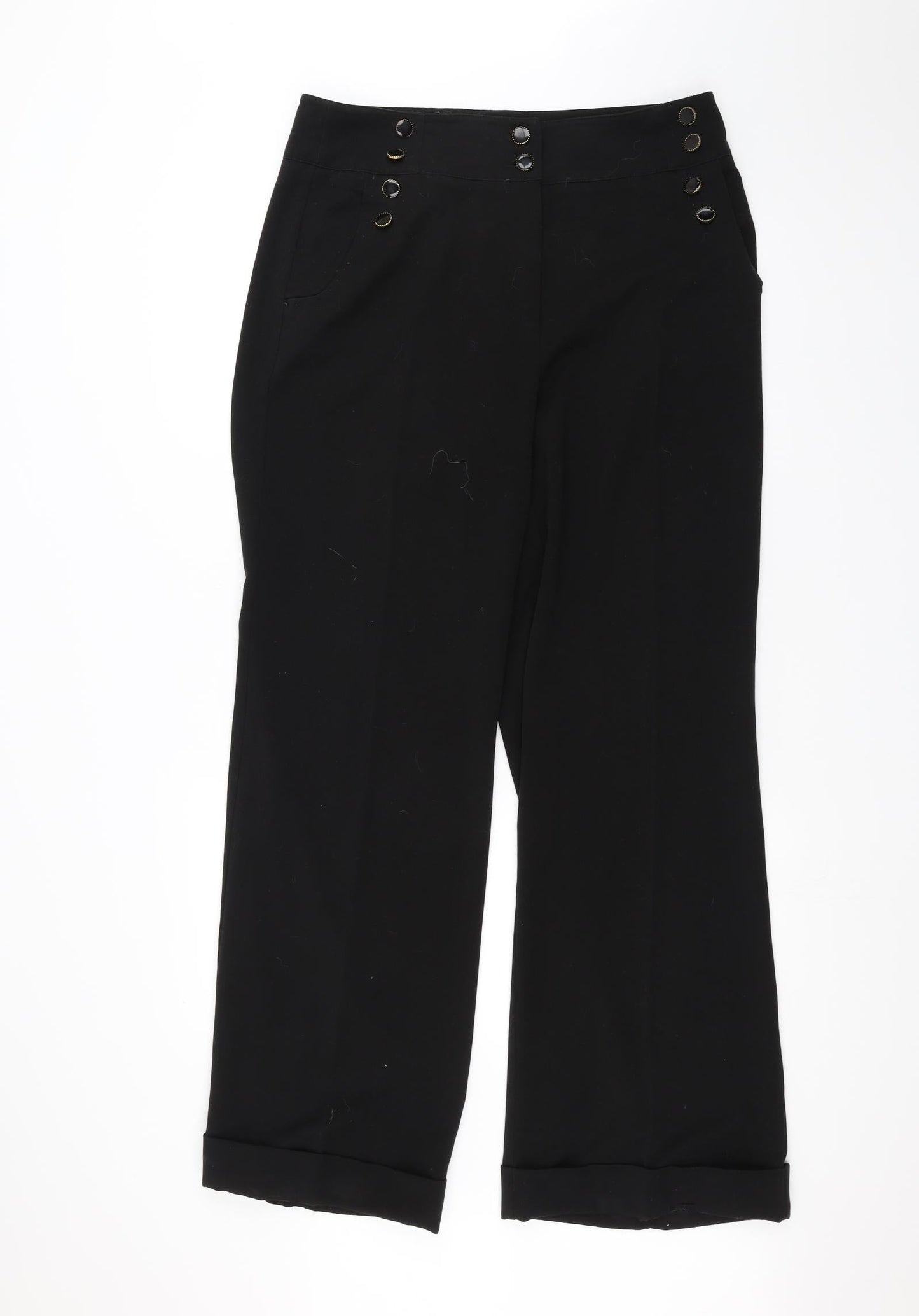 Womens UK Size 16 Preworn Regular Fit  Black Trousers