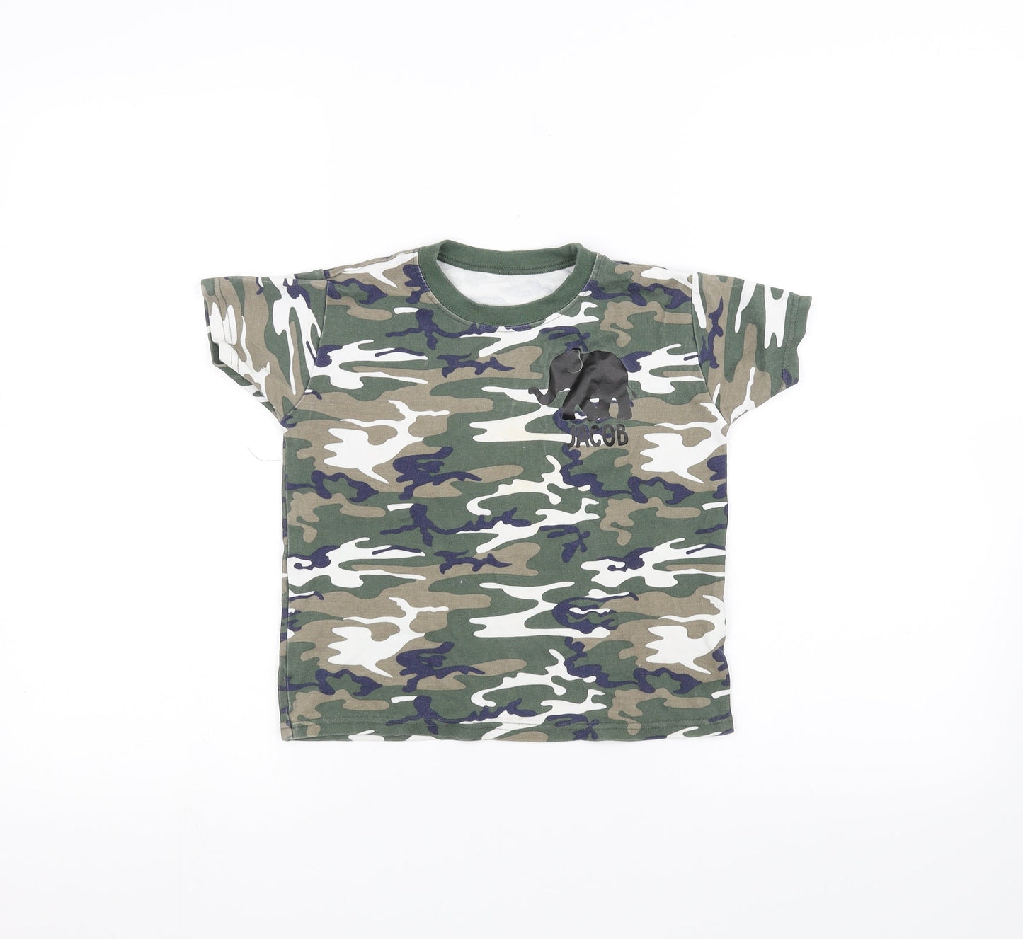 Preworn Boys Green Camouflage  Basic T-Shirt Size 4-5 Years