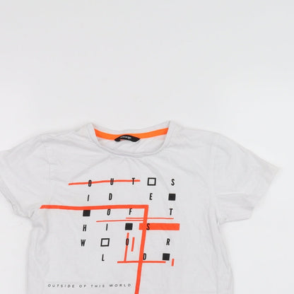 Close-up detail of George boys’ white basic t-shirt, size 8-9, years