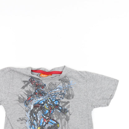 Close-up detail of Duck and Cover boys’ grey basic t-shirt, size 4-5, years