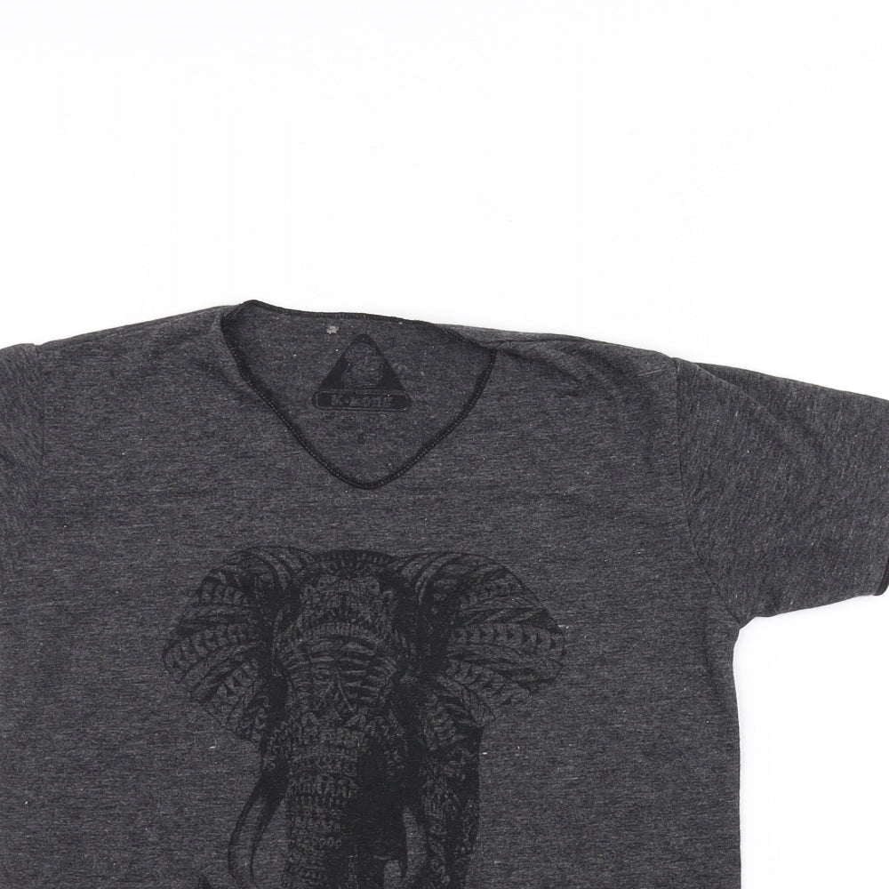 K-Kone Girls Black   Basic T-Shirt Size 8 Years  - elephant