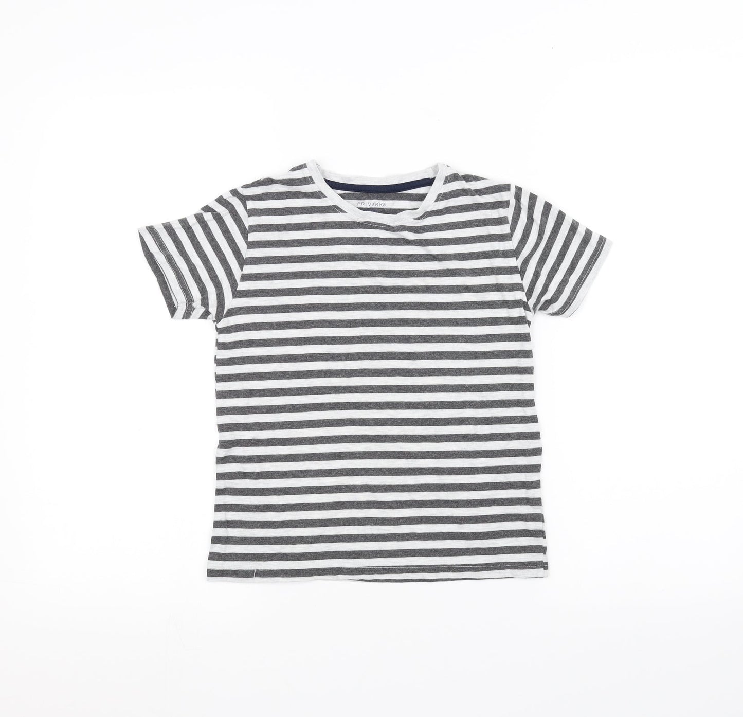 Primark Girls White Striped  Basic T-Shirt Size 7-8 Years