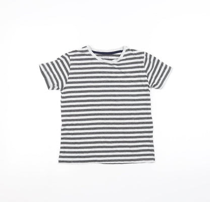 Primark Girls White Striped  Basic T-Shirt Size 7-8 Years