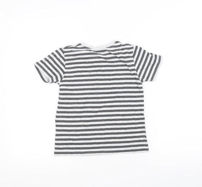 Primark Girls White Striped  Basic T-Shirt Size 7-8 Years