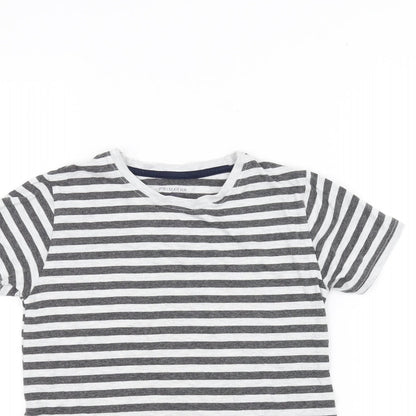 Primark Girls White Striped  Basic T-Shirt Size 7-8 Years