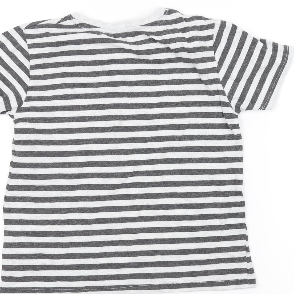 Primark Girls White Striped  Basic T-Shirt Size 7-8 Years