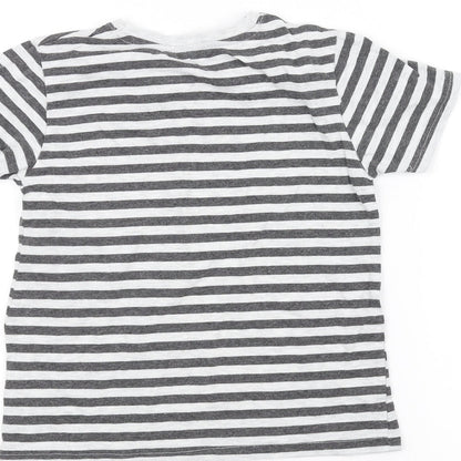 Primark Girls White Striped  Basic T-Shirt Size 7-8 Years