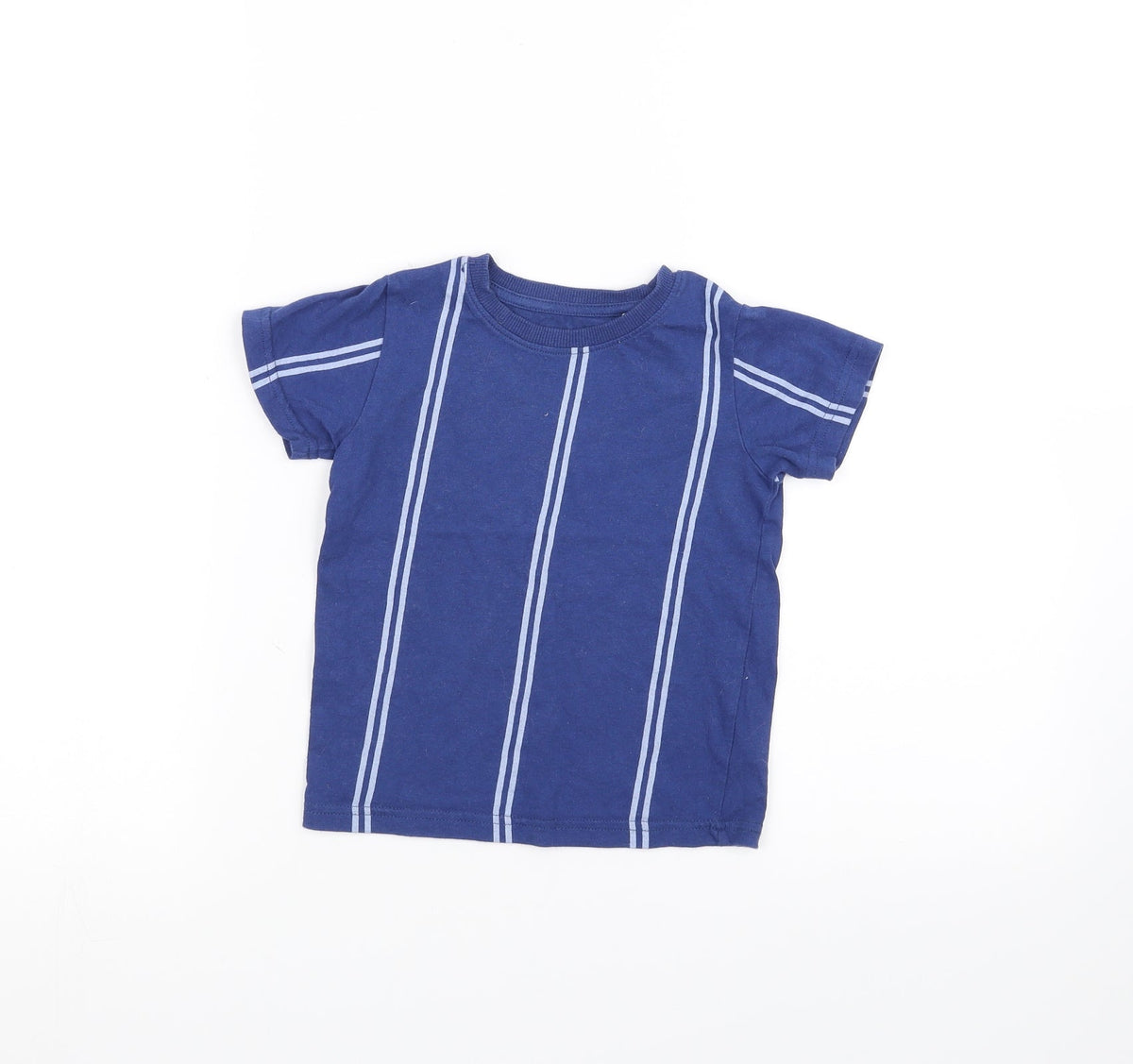 Additional front view of Next boys’ blue striped basic t-shirt, size 3, years