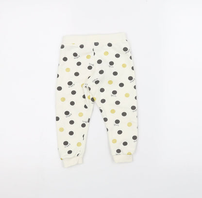 Primark Baby White Polka Dot  Sweatpants Trousers Size 12-18 Months