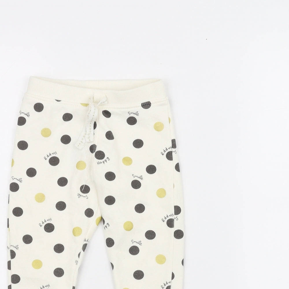 Primark Baby White Polka Dot  Sweatpants Trousers Size 12-18 Months
