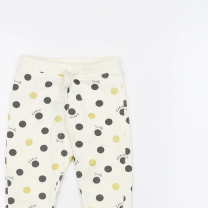 Primark Baby White Polka Dot  Sweatpants Trousers Size 12-18 Months